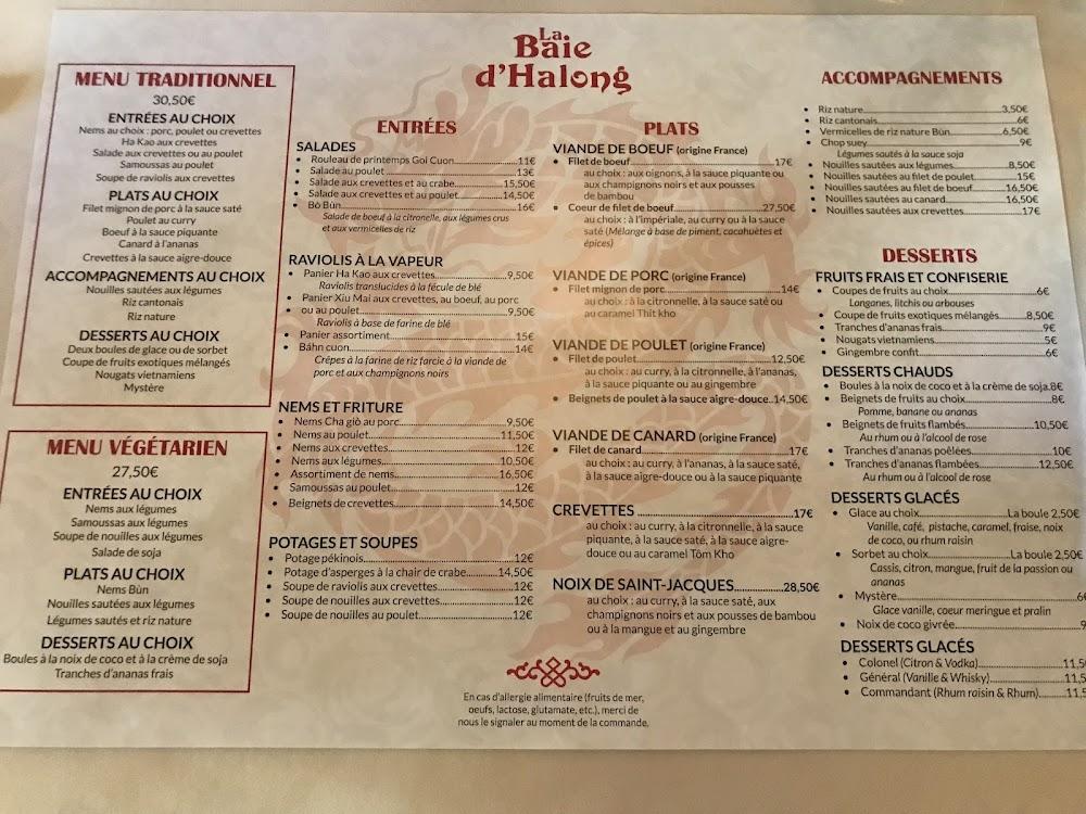 Restaurant La Baie d'Halong - Menu Image 3